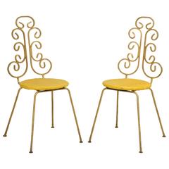 French Gilded Pair of Steel Chairs 4