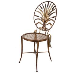 Retro  Italian Regency Revival Gilt Dinette Chair with Sheaf of Wheat Motif