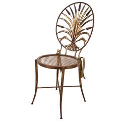 Italian Regency Revival Gilt Dinette Chair with Sheaf of Wheat Motif