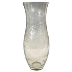 French Smoked Glass Vase with Snake Detail