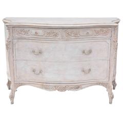 Antique Painted Three-Drawer Italian Commode with Fine Foliate-Carved Decoration