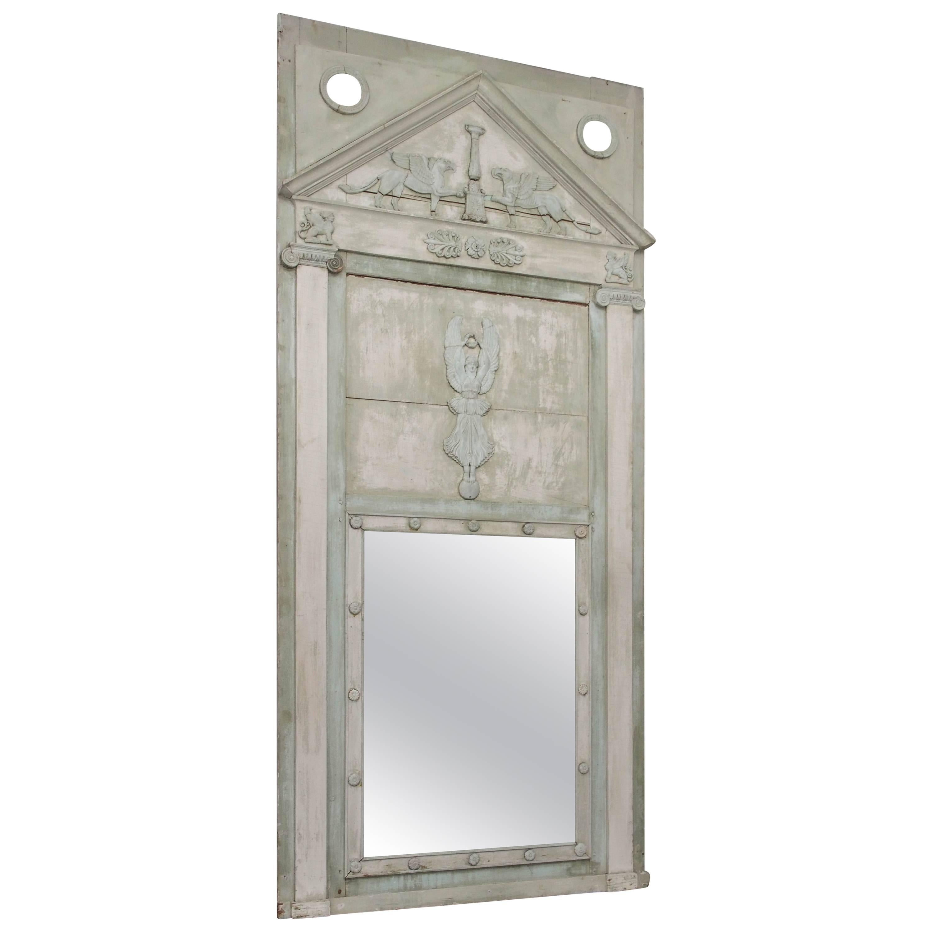 Painted Directoire 19th Century Trumeau Mirror For Sale