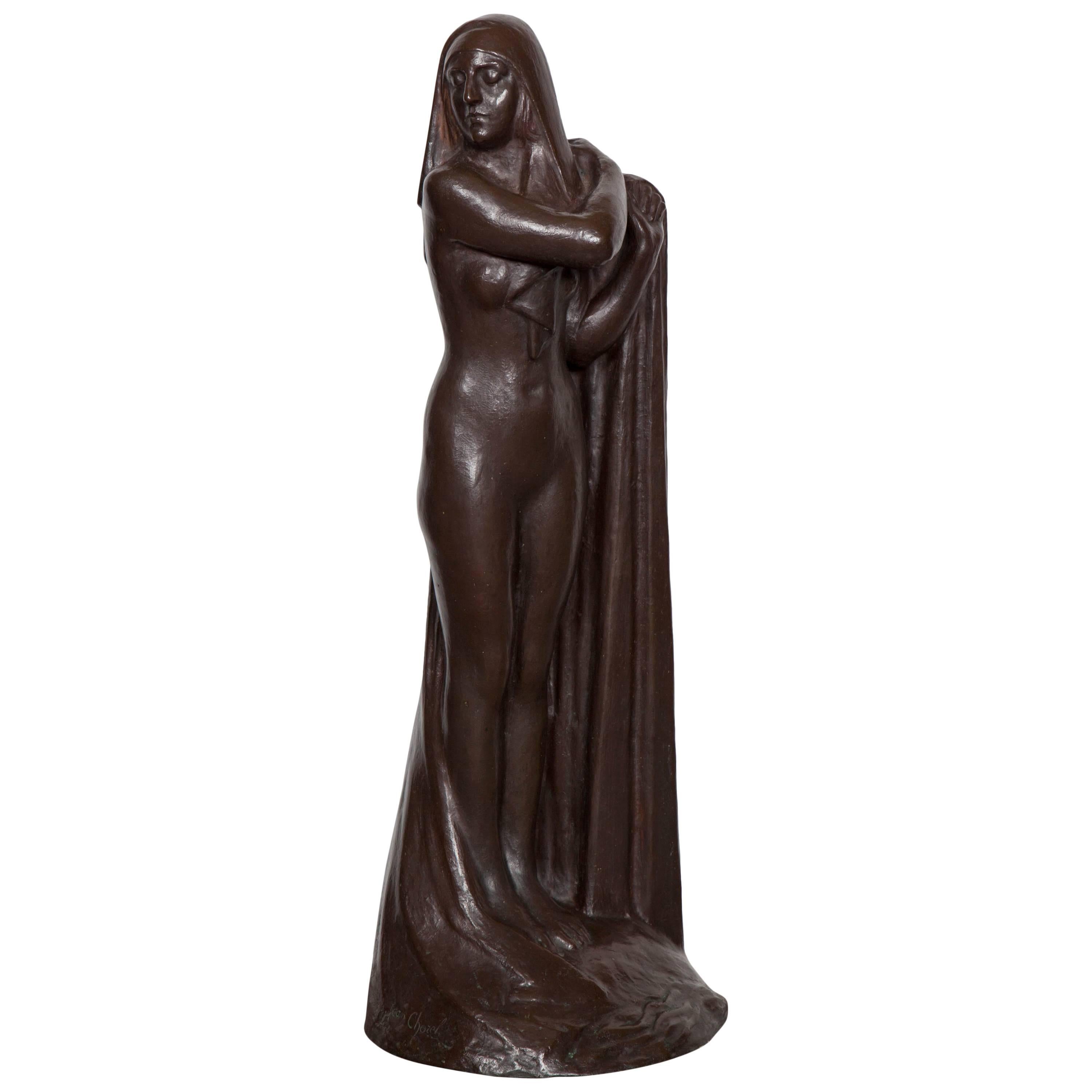 Large French Art Deco Bronze Sculpture of a Nude Signed Jean-Louis Chorel