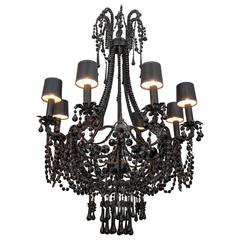 French Black Crystal Chandelier