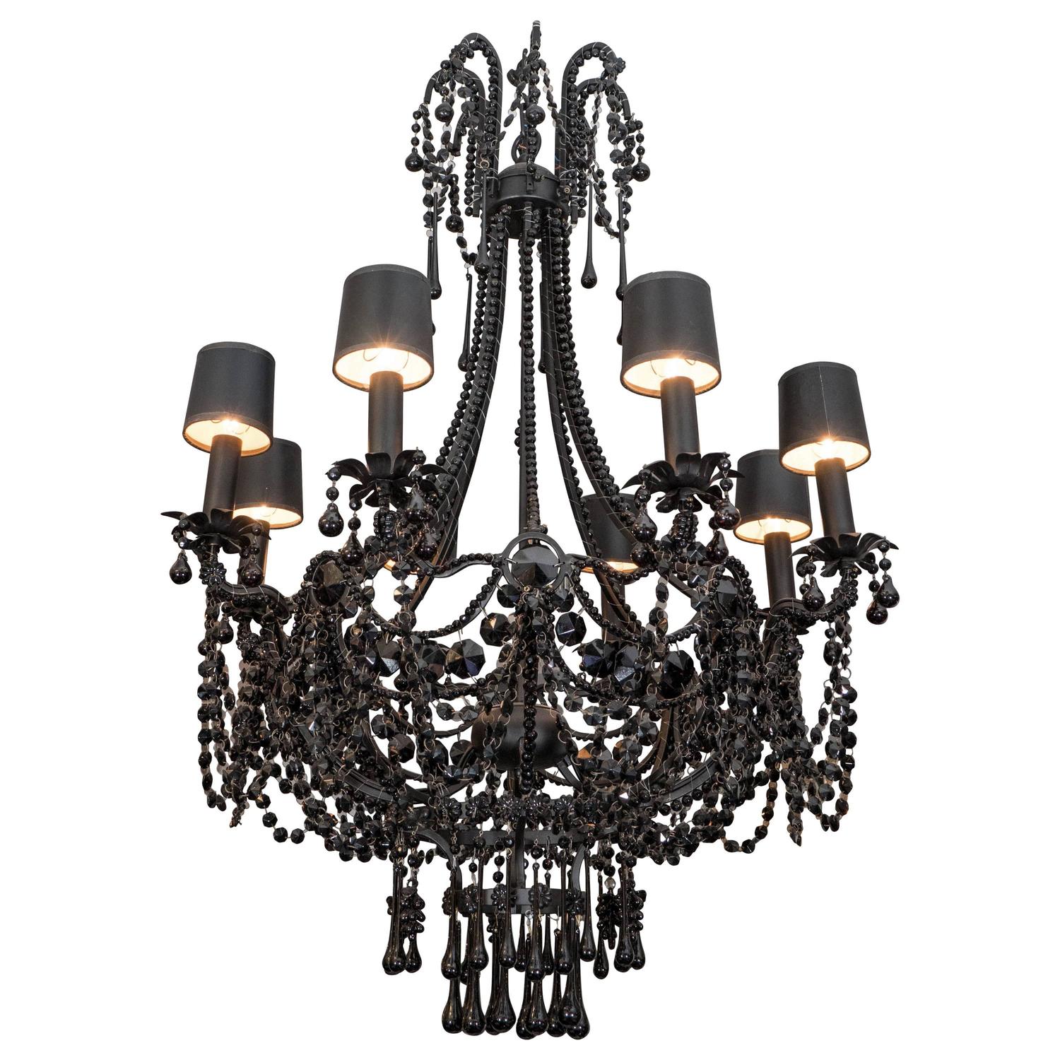 French Black Crystal Chandelier For Sale at 1stdibs