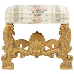 Minton-Spidell Empire Style Carved Giltwood Foot Stool, 21st Century