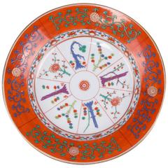 Herend Red Dynasty Godollo Plate with 24K Gold Rim from 1899