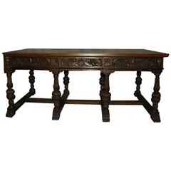 19th Century Renaissance Carved Oak Refectory Table