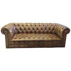 Vintage English Tufted Leather Chesterfield
