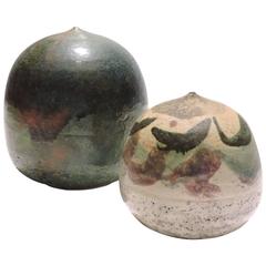 Vases en poterie raku de Nancy Jurs:: vers 1973
