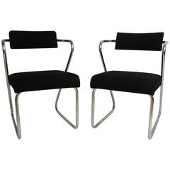 Pair of Chrome Art Deco Armchairs in the Manner of Lloyd