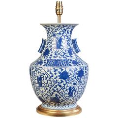 A Fine Chinese Blue and White Porcelain Vase Mounted as a Lamp