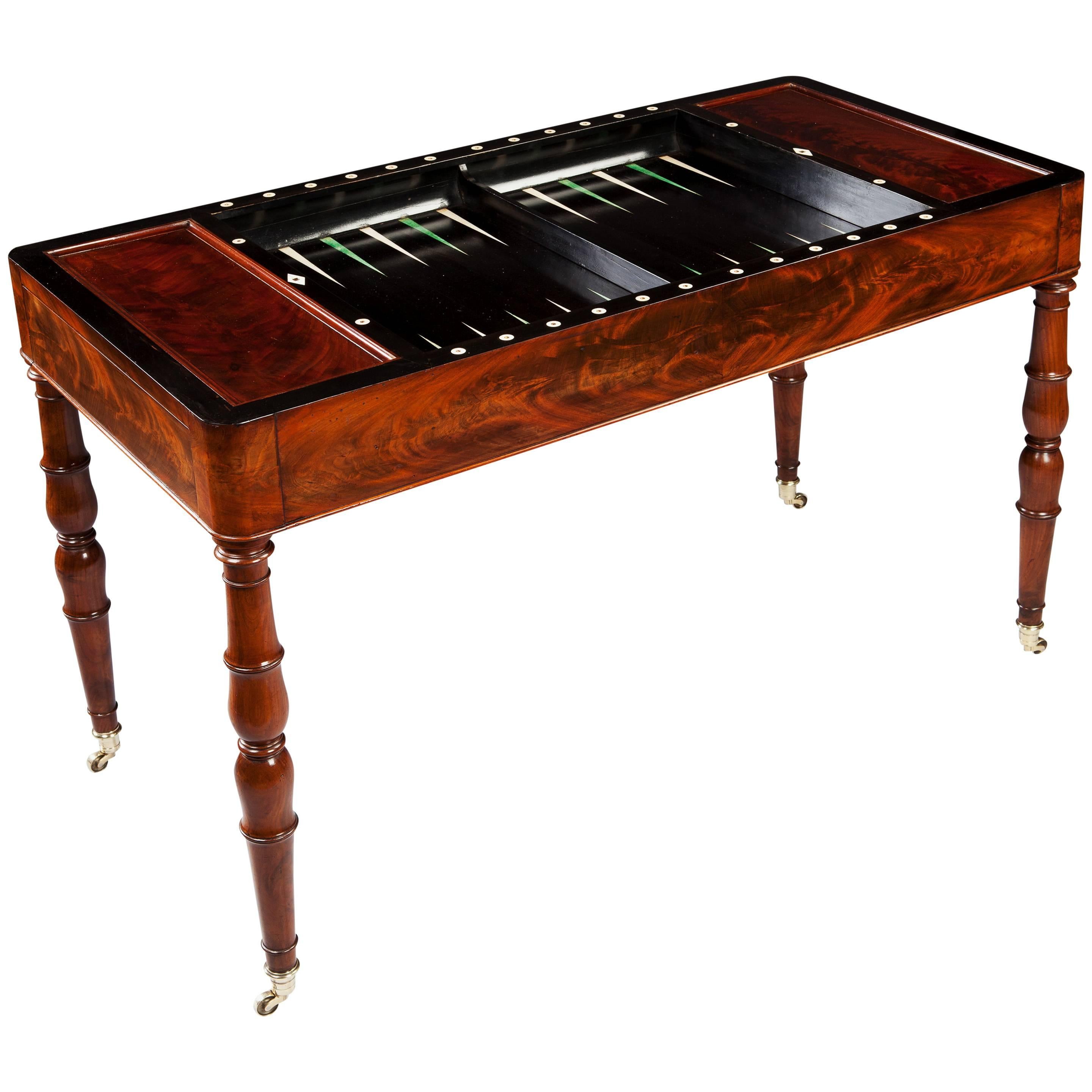 Directoire Period Mahogany Tric Trac Backgammon Games Table