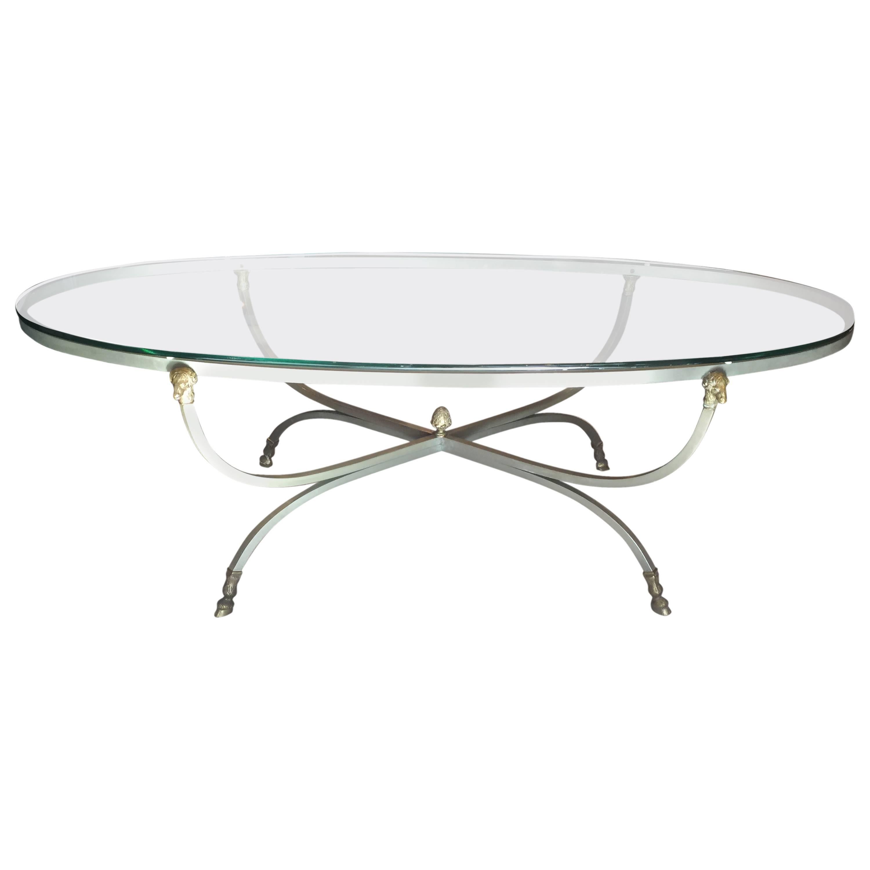Oval Jansen Ram Motif Coffee Table
