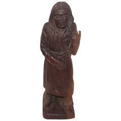 Hand-Carved American Indian Girl in Amazing Condition