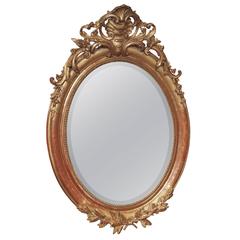 Napoleon III Oval Gilded Mirror