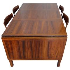 Vintage Rosewood Table with Two Drop Leaves by Henning Kjaernulf, Danish 1960s