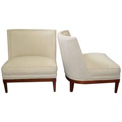  PAIR Sophisticated 1940s Slipper Lounge Chairs
