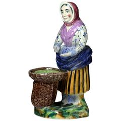 Antique Scottish pottery figure of a fisher woman 1835/40