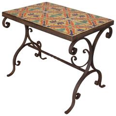 Early California D&M Tile Table with Wrought Iron Base