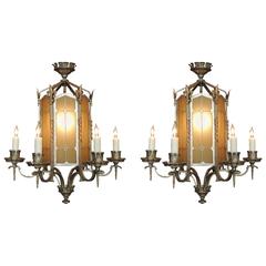Pair of Early 20th C American Gothic Lanterns, attributed to Edward Caldwell 8