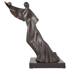 Modern bronze sculpture of a woman by Jean Pierre Baldini.
