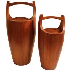 Pair of Solid Teak Iconic Ice Buckets Designed by Quistgaard for Dansk