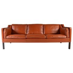 Cognac Leather Sofa by Børge Mogensen for Fredericia Stolefabrik