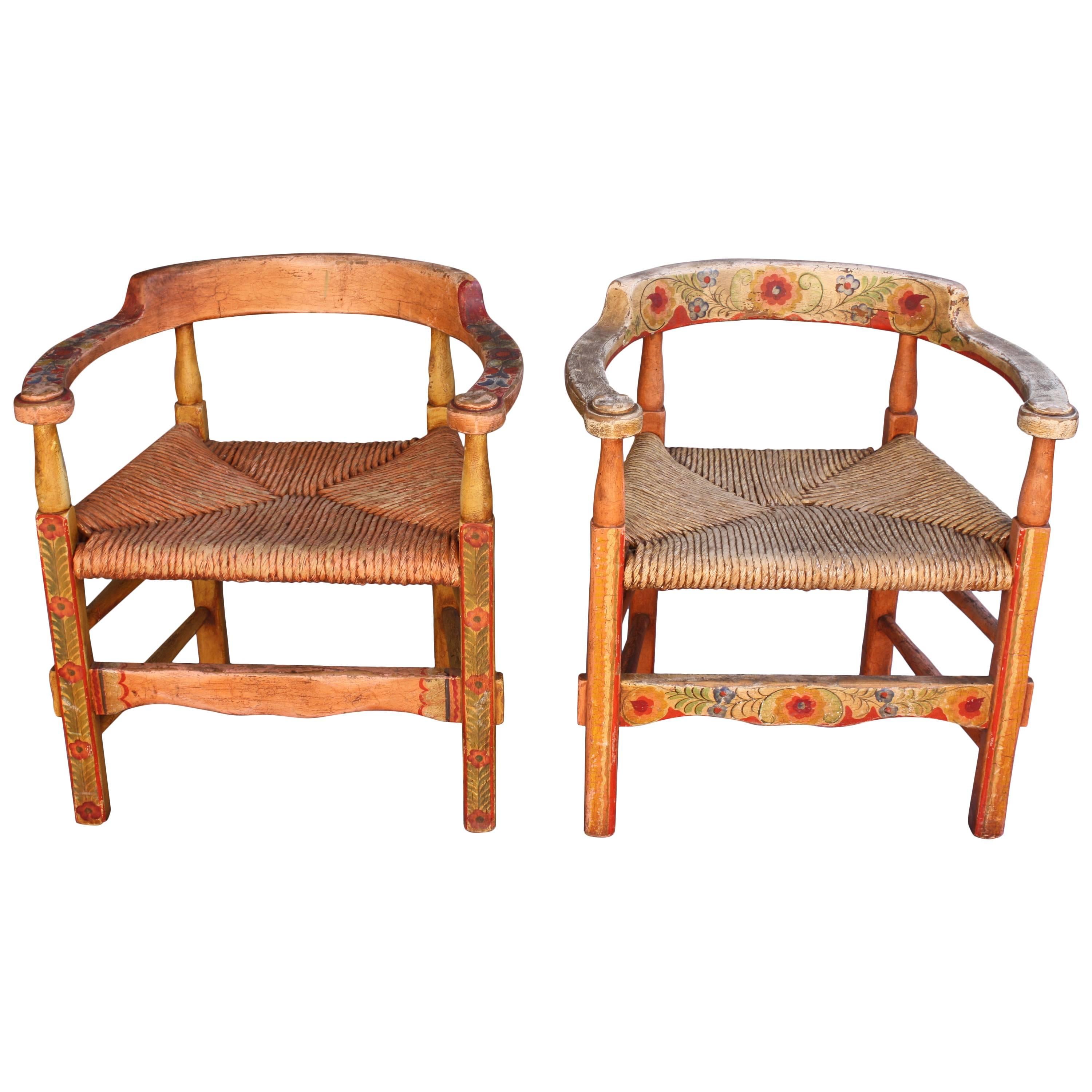 Pair of Rancho Monterey Armchairs with Rush Seat
