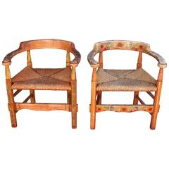 Pair of Rancho Monterey Armchairs with Rush Seat