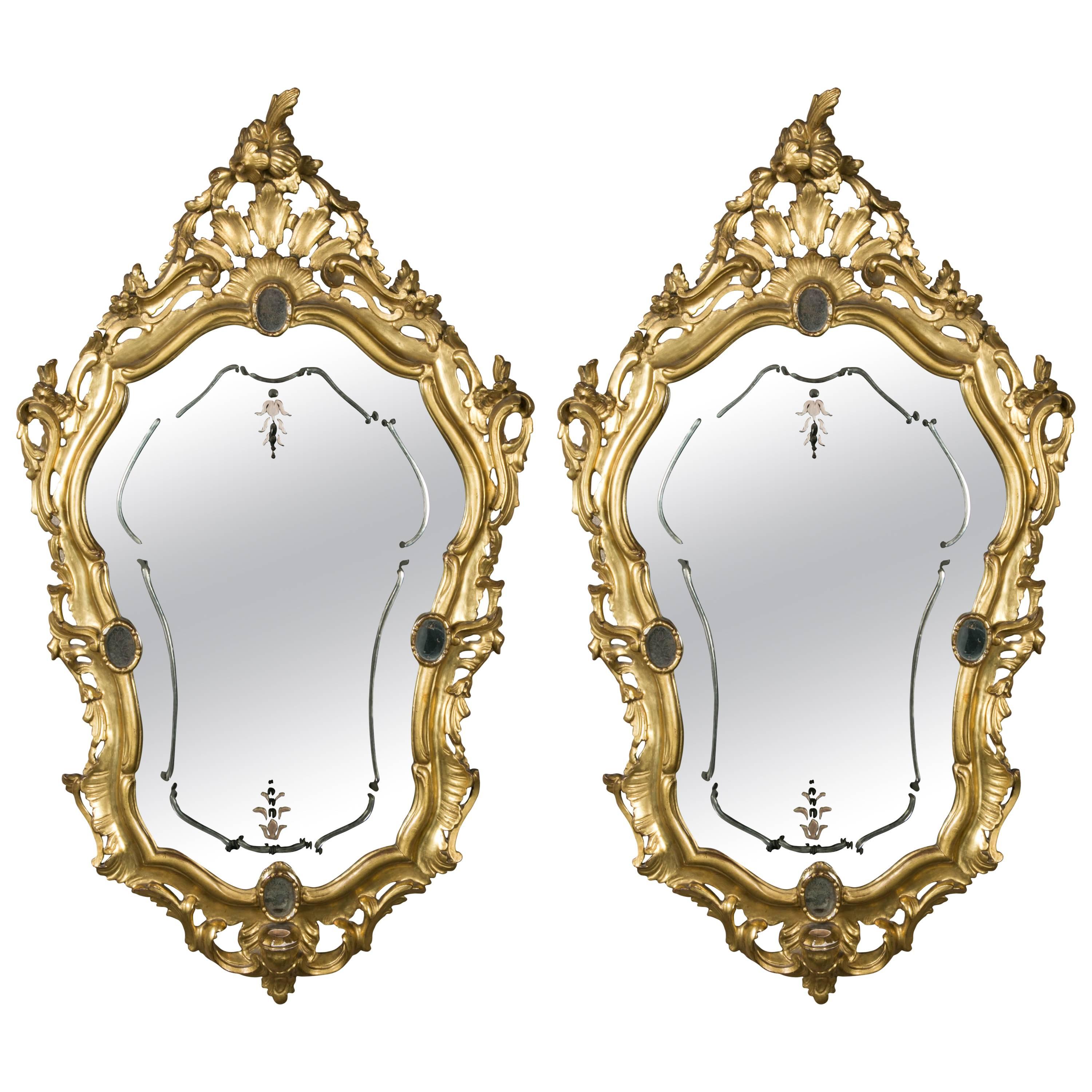 Pair of 19th Century Venetians Mirrors For Sale