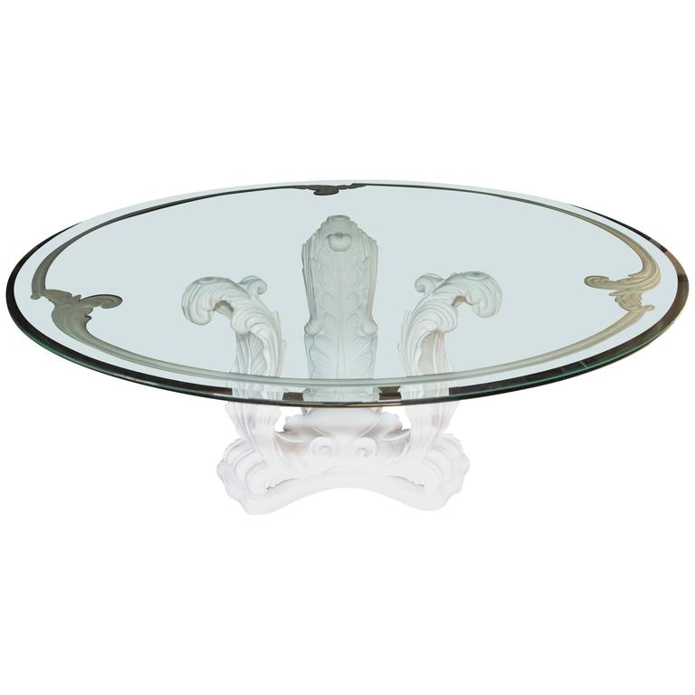 Acanthus Leaf Architectural Design Round Dining Table with Glass Top at