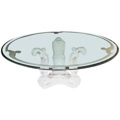 Acanthus Leaf Architectural Design Round Dining Table with Glass Top