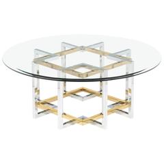 Mid-Century Modern Chrome and Brass Coffee Table
