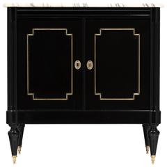 French Antique Louis XVI Marble-Top Cabinet