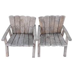 Antique Pair of Fantastic Miniature Adirondack Porch / Beach Chairs