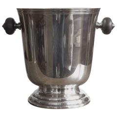 Christofle Silverplate Art Deco Style Ebony Handled Champagne Bucket