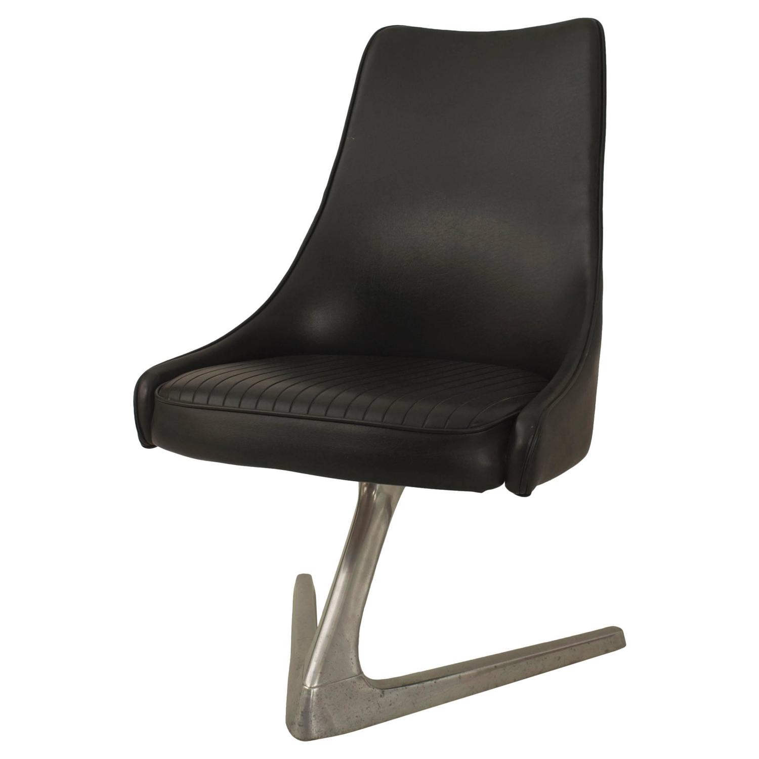 1960s American Chromantic 1966 Black Faux Leather Swivel ...