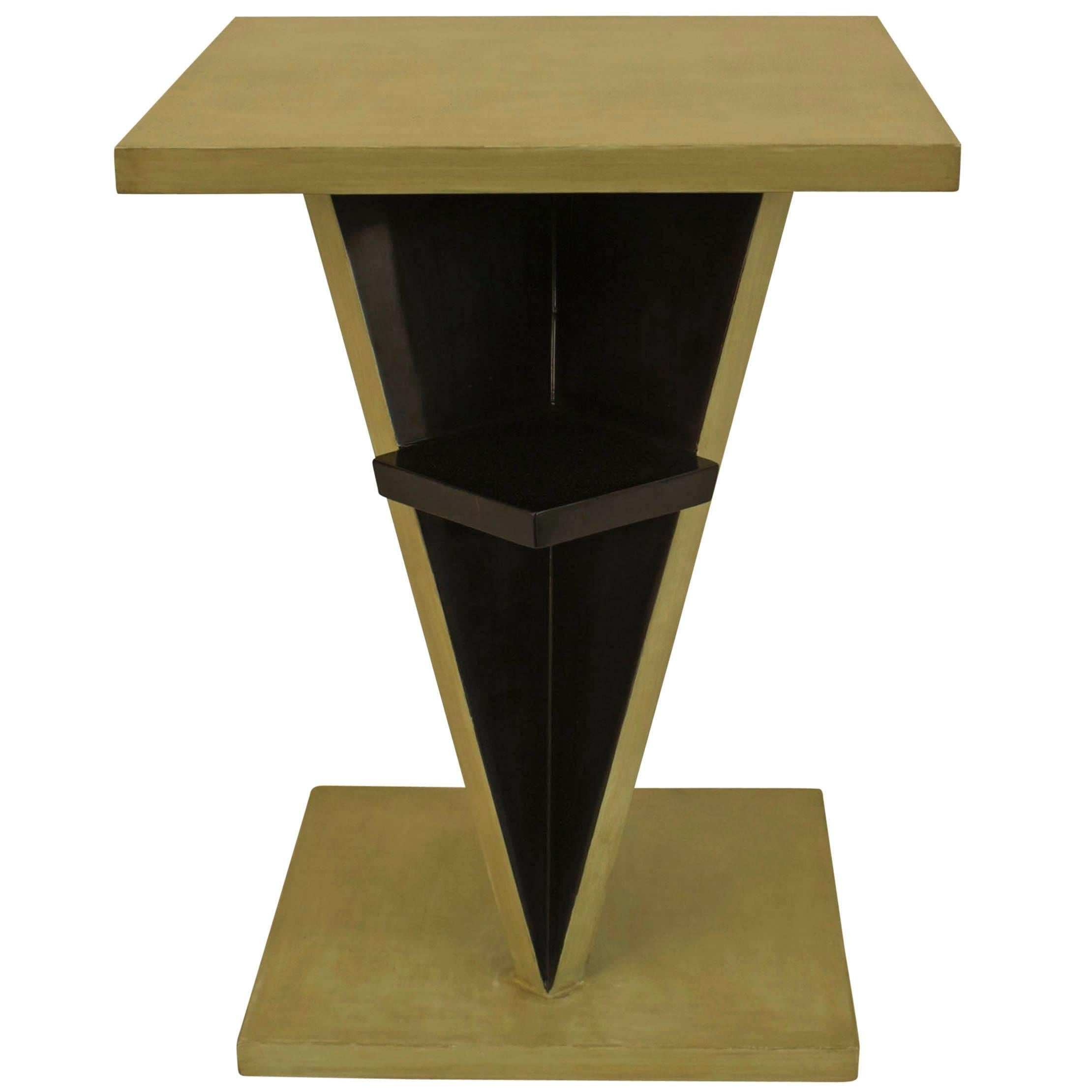 Jean Dunand French Art Deco Lacquered Pedestal End Table