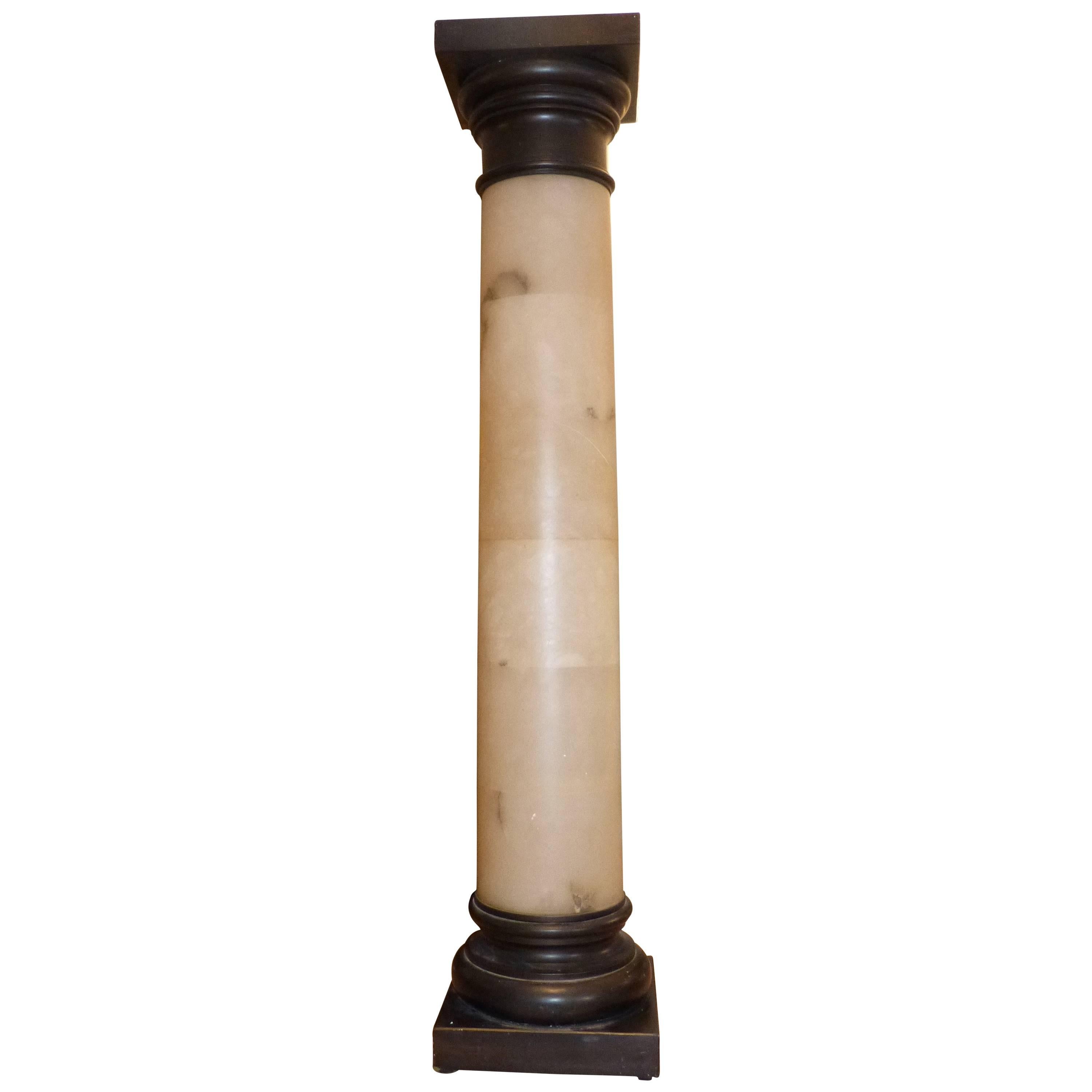 Alabaster Column with Base and Top in Painted Stucco circa 1970 For Sale
