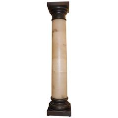 Alabaster Column with Base and Top in Painted Stucco circa 1970
