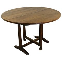Antique 44" Round French Cherry Wine Table