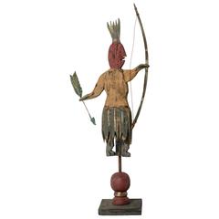 Carved and Painted Standing Indian