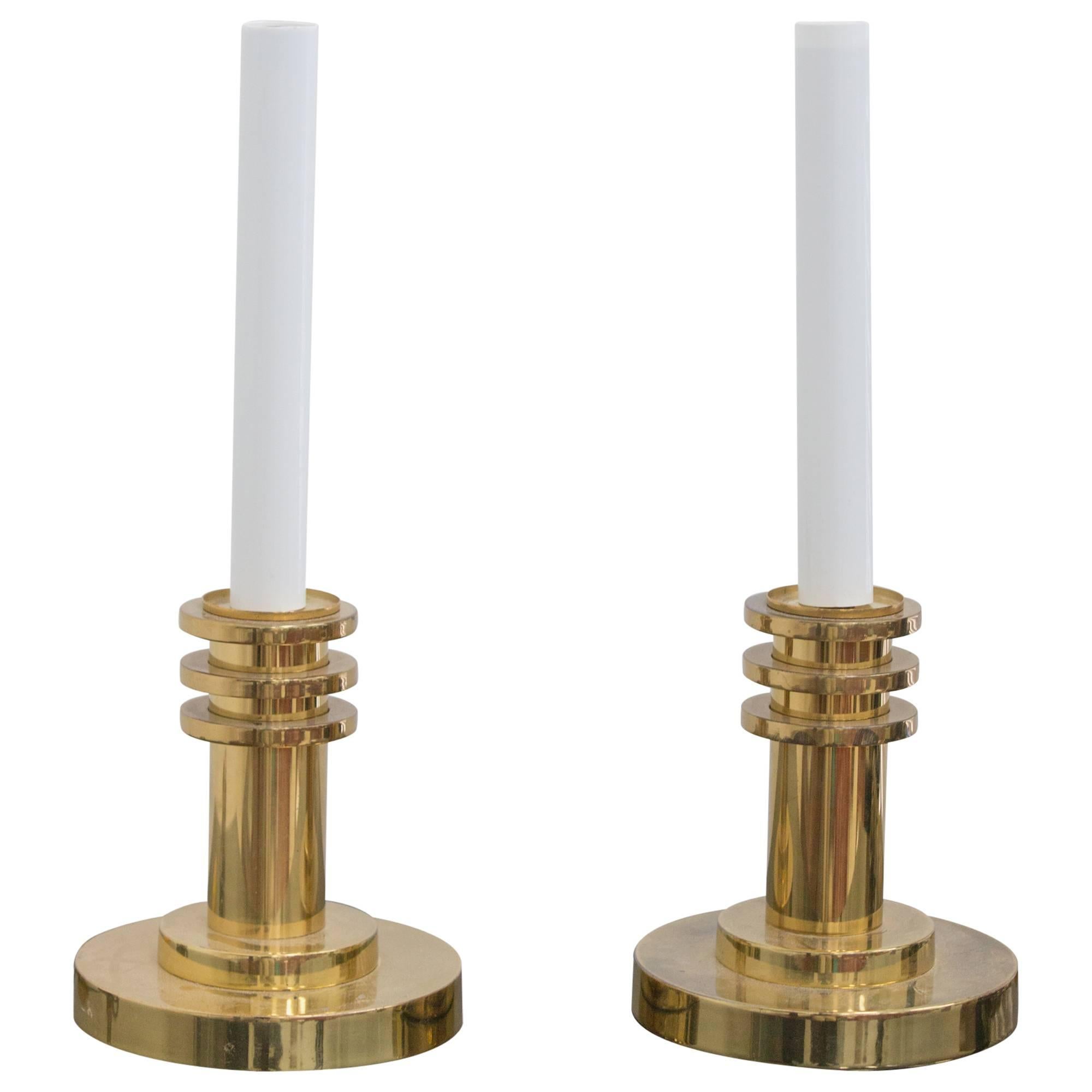Art Deco Brass Table Lamps by Lightolier
