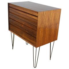 Mid-Century Modern Design Rosewood Chest of Drawers on Hairpin Legs