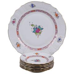Herend Chinese Bouquet Fleur Multicolor Dessert Set for Six Persons, circa 1960