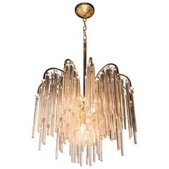 Gorgeous Mid-Century Modernist Twelve-Arm Chandelier in the Manner of Lobmeyr