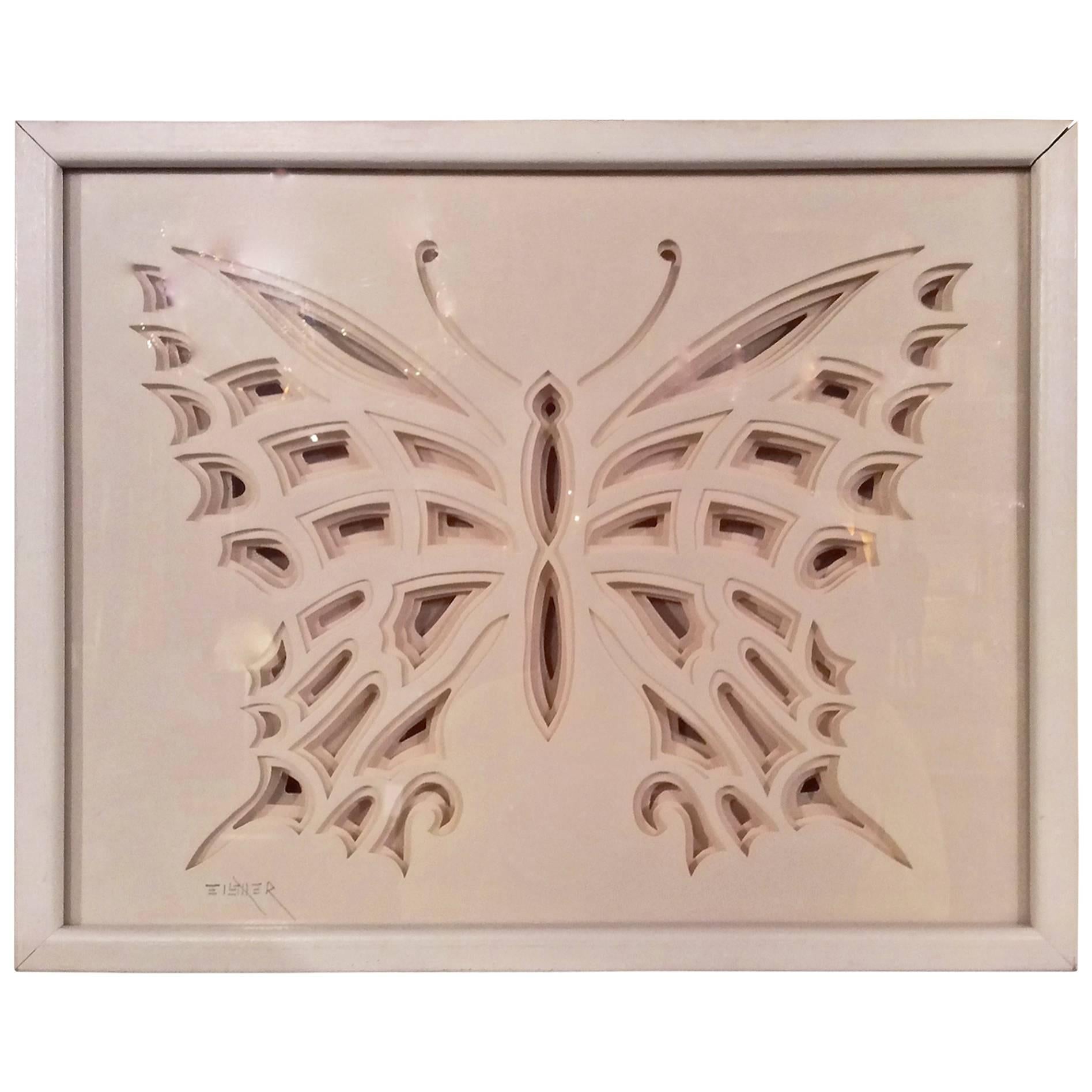 Three Dimensional Butterfly Paper Sculpture, Signed by Artist Jack Eisner, 1970s For Sale