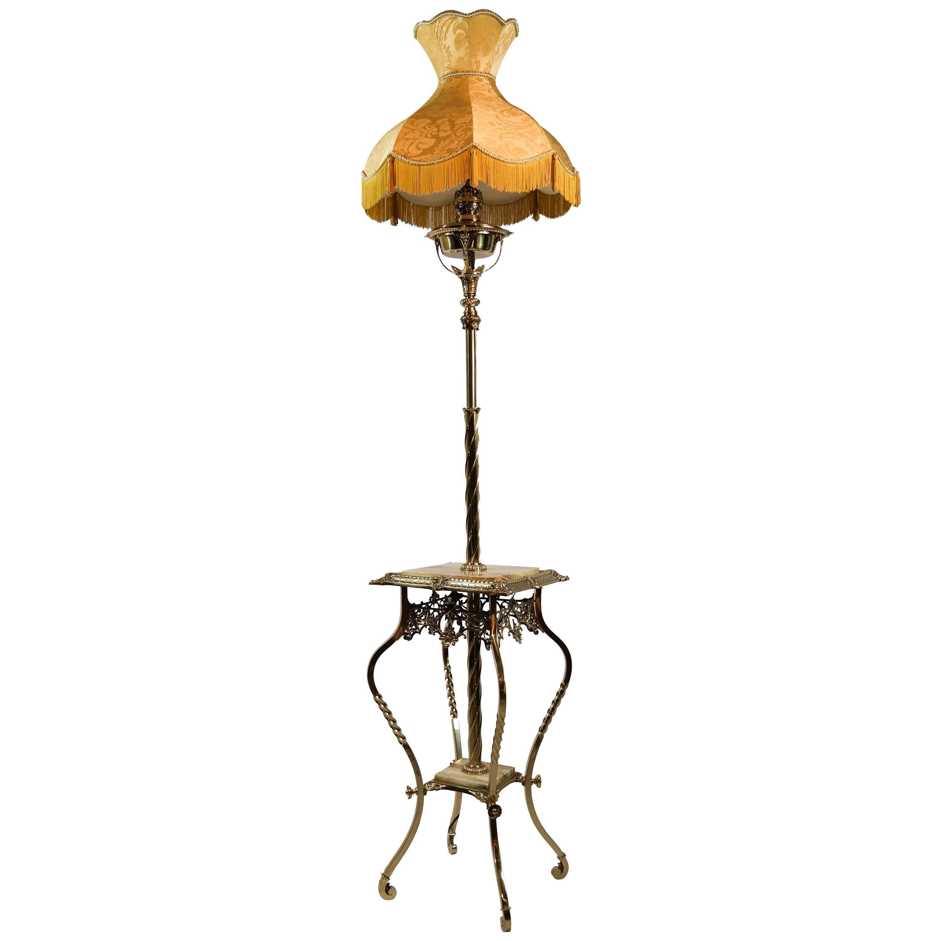 Brass Floor Lamp with Onyx Top