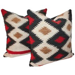 Pair of Gallup Saddle Blanket Navajo Weaving Pillows